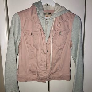 Grey and Pink Cropped Jacket